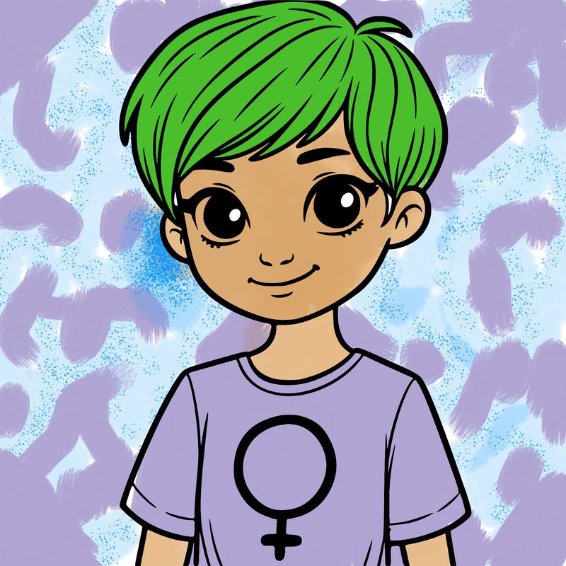 girl with pixie cut and feminist shirt