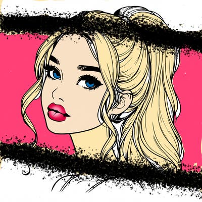 realistic girl with a ponytail on her hair and lips