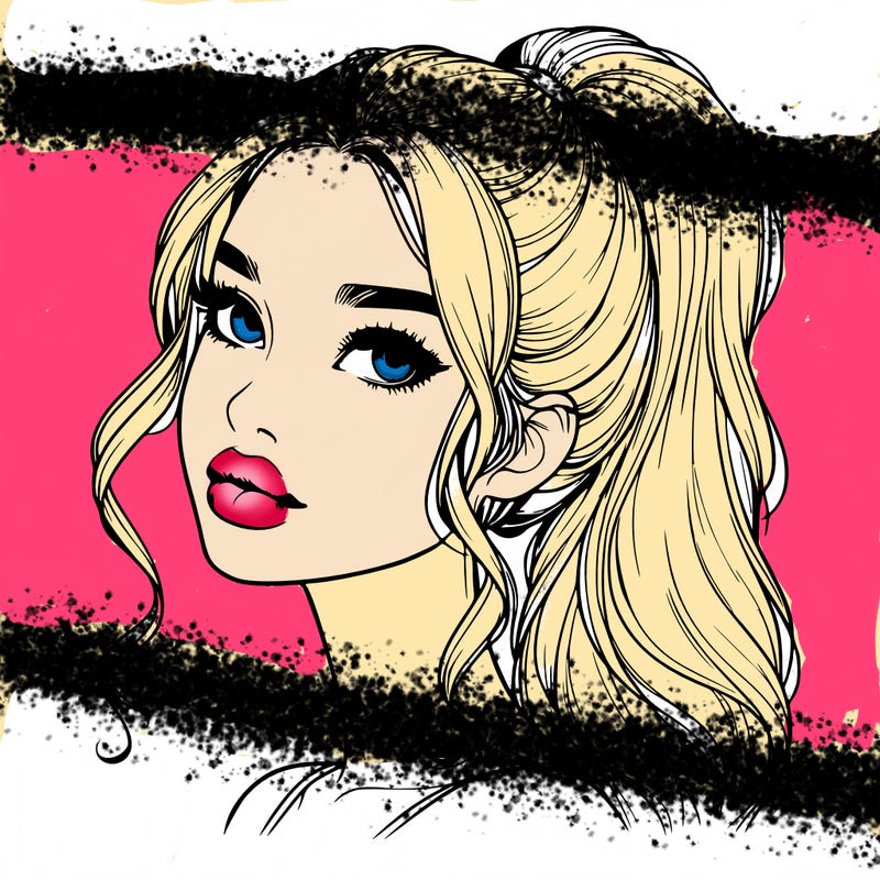 realistic girl with a ponytail on her hair and lips