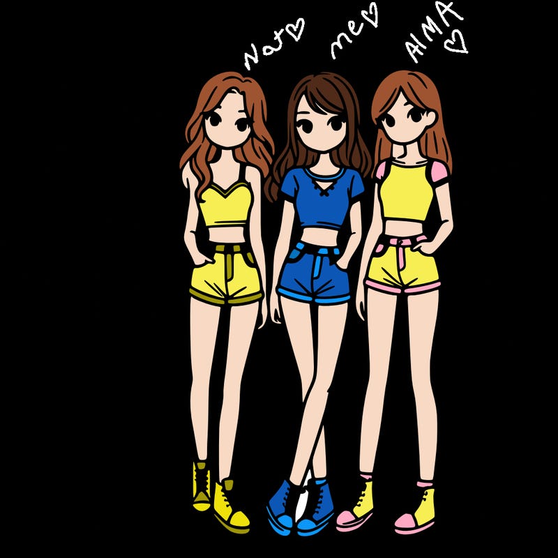 a group of girls wearing crop tops and shorts