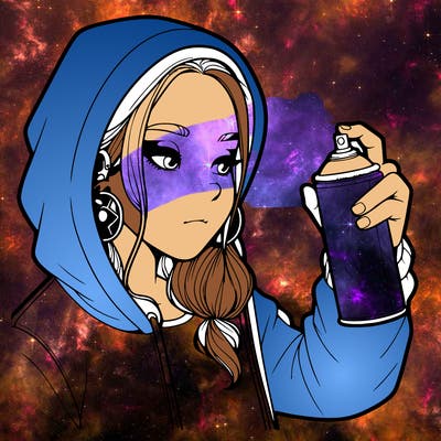 a realistic girl, spray painting