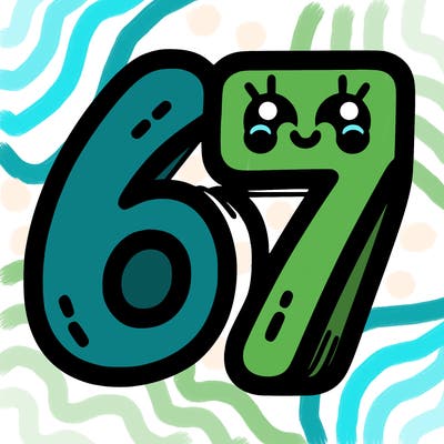 the numbers 67