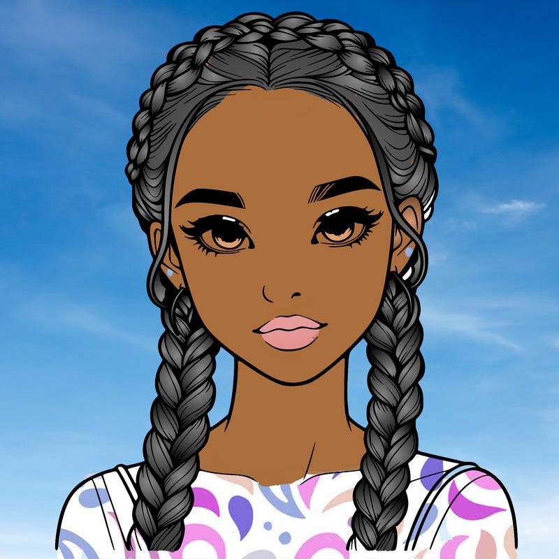 realistic girl with braids