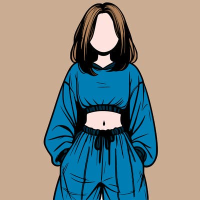realistic girl faceless with baggy pants and a crop top