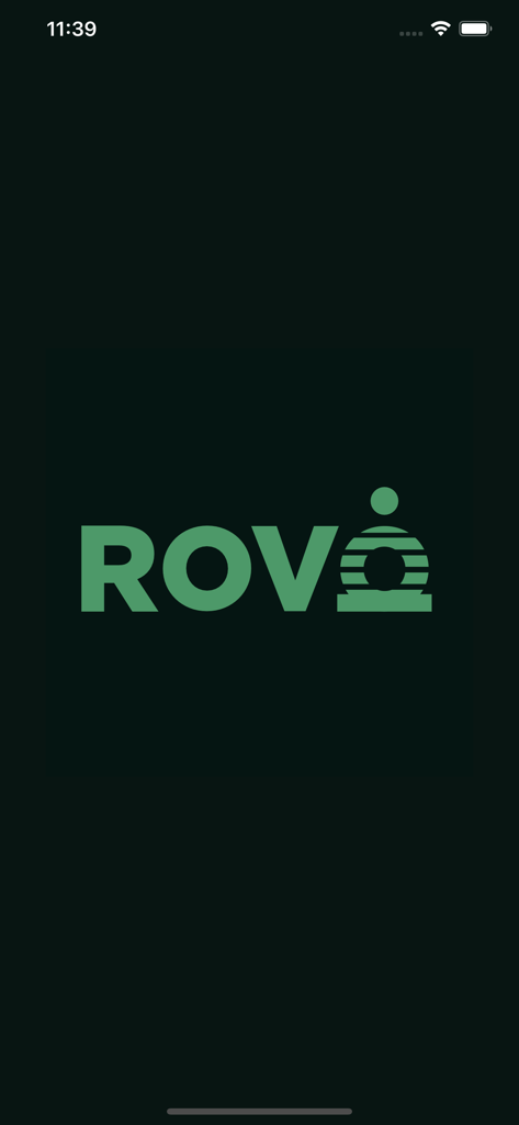 Rovo Driver | روفو الكابتن - Rovo Driver app splash screen with green logo on a dark background