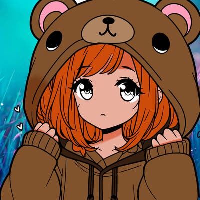 girl with bear hooddie