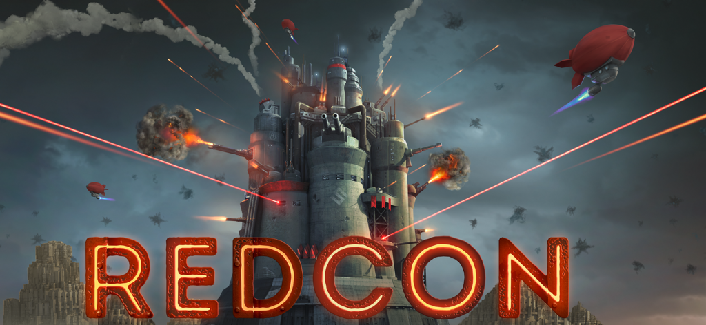 A towering industrial battle fortress under artillery fire in the dieselpunk strategy game REDCON