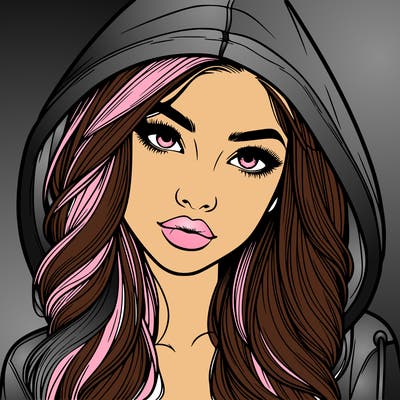 realistic beautiful girl with a hood on