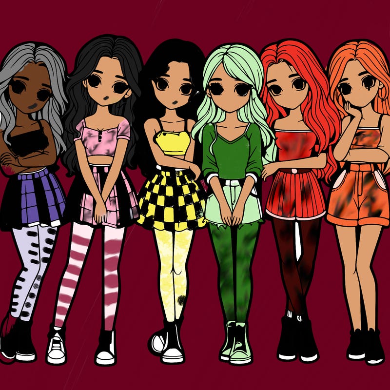 a group of girls realistic
