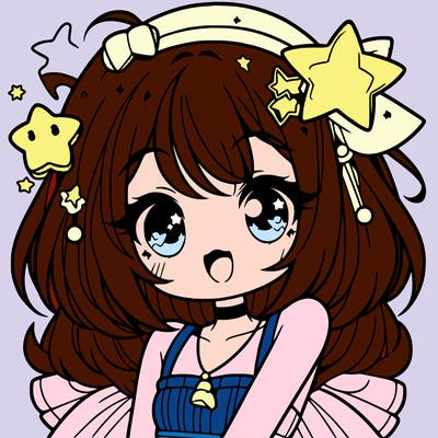cute anime girl with star accessories