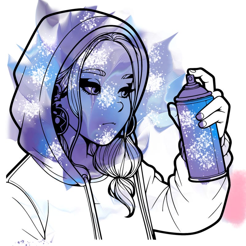 a realistic girl, spray painting