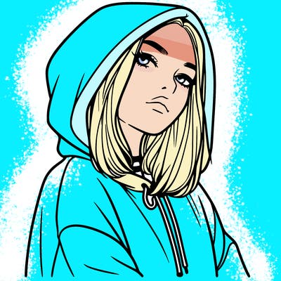 a realistic girl in a hoodie