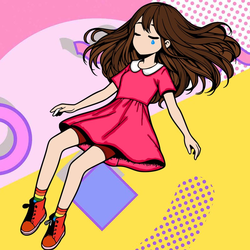 realistic girl floating