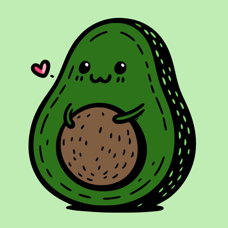 an avocado hugging an avocado