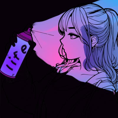 a realistic girl spray, painting