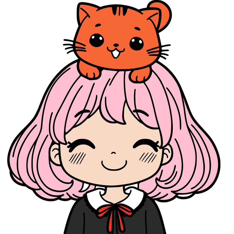 girl with cat on her head
