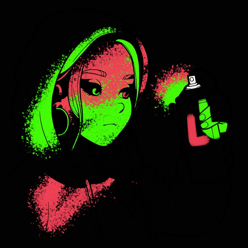 a realistic girl, spray painting