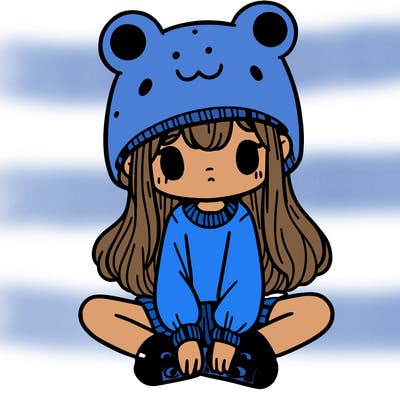 a girl wearing a frog hat and some frog socks