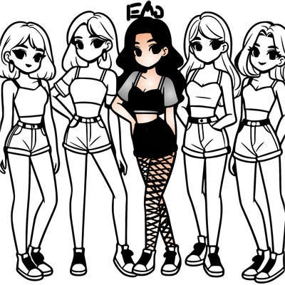 a group of girls wearing crop tops and shorts