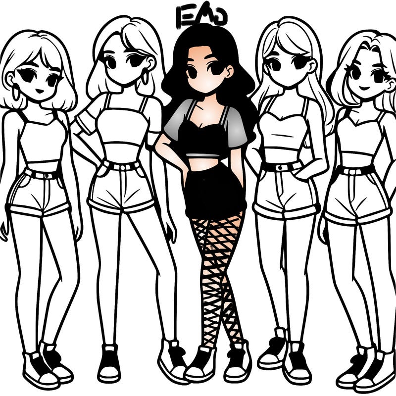 a group of girls wearing crop tops and shorts