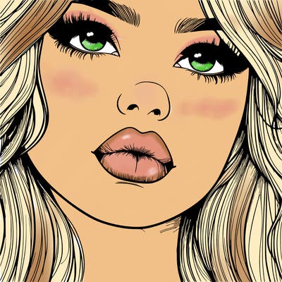 really realistic girl with lips
