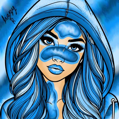 realistic beautiful girl with a hood on