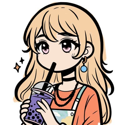 teenage girl drinking boba