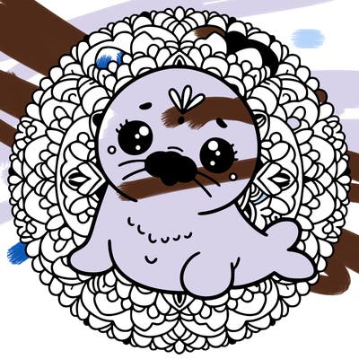 a cute baby seal mandala