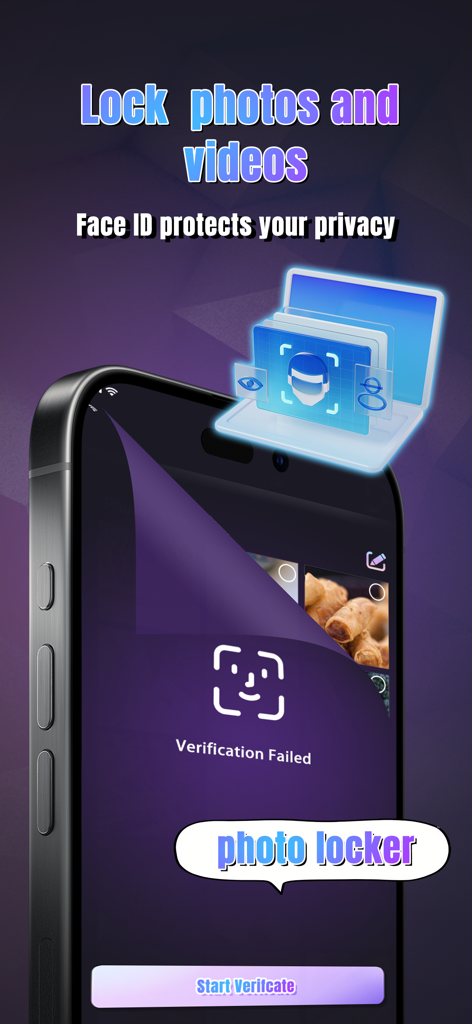 Backup Photos - Gallery Vault - Face ID security screen for locking photos and videos in the Backup Photos Gallery Vault app