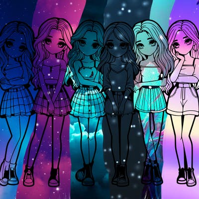 a group of girls realistic