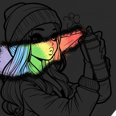 realistic girl spray painting