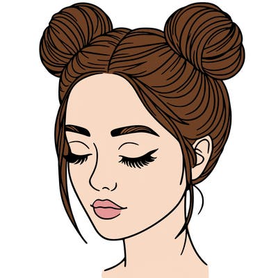woman with hair buns