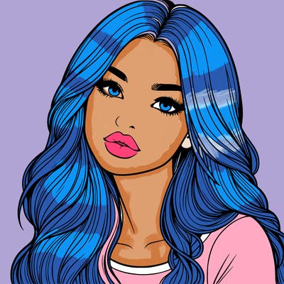 realistic girl with hair on her hair and lips