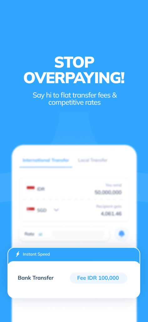 Topremit: Money Transfer - Topremit app screenshot highlighting flat transfer fees and competitive exchange rates