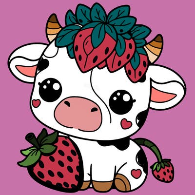 cute strawberry cow