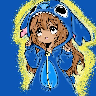 anime girl in a stitch onsie