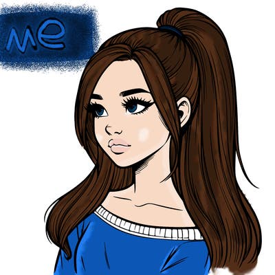 realistic girl with a high ponytail