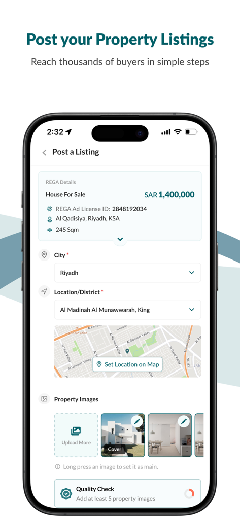 Bayut KSA - Real Estate - Interface of Bayut KSA app showing the process to post a real estate listing in Saudi Arabia