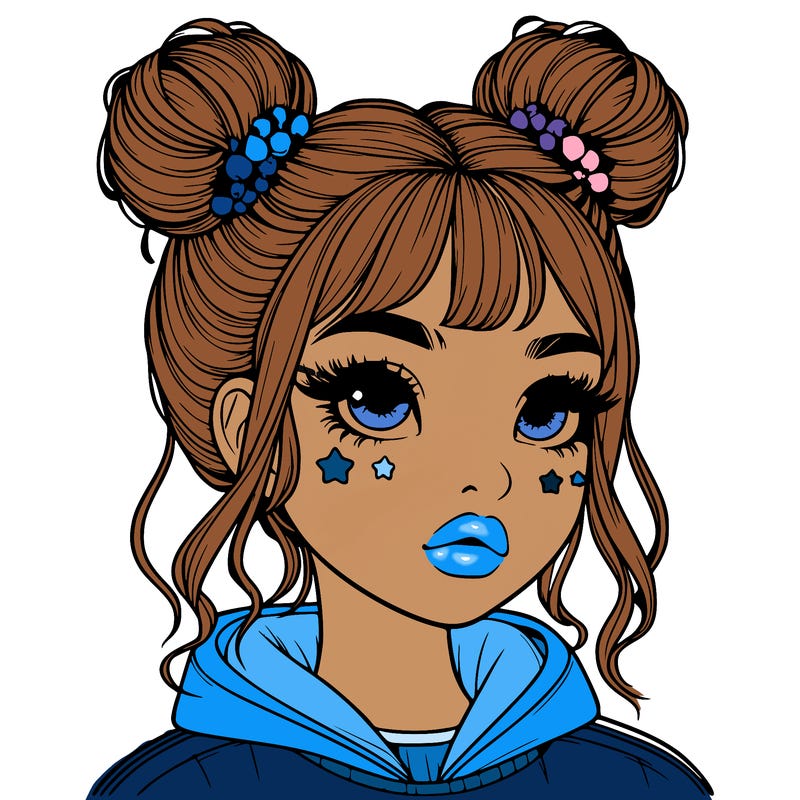 realistic girl with space buns