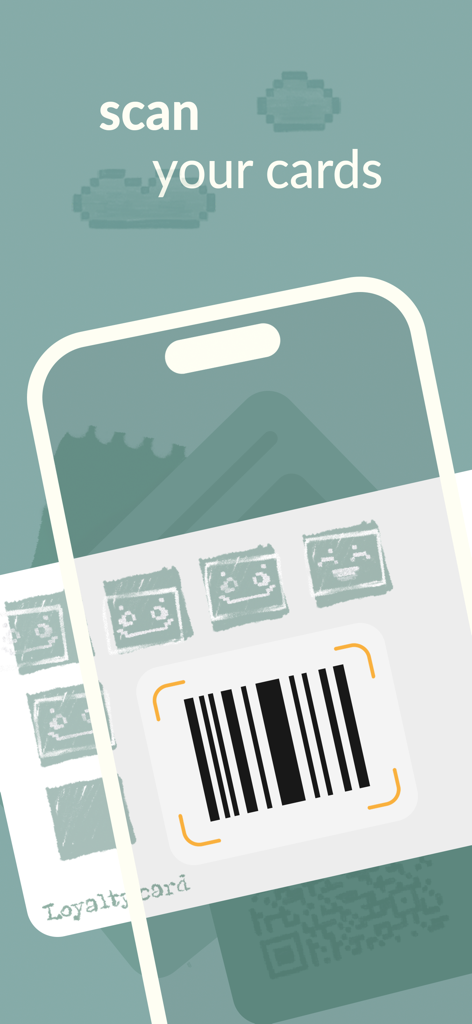 스마트폰으로 로열티 카드 바코드를 스캔하여 디지털 지갑에 추가하는 모습