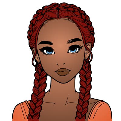 realistic girl with braids