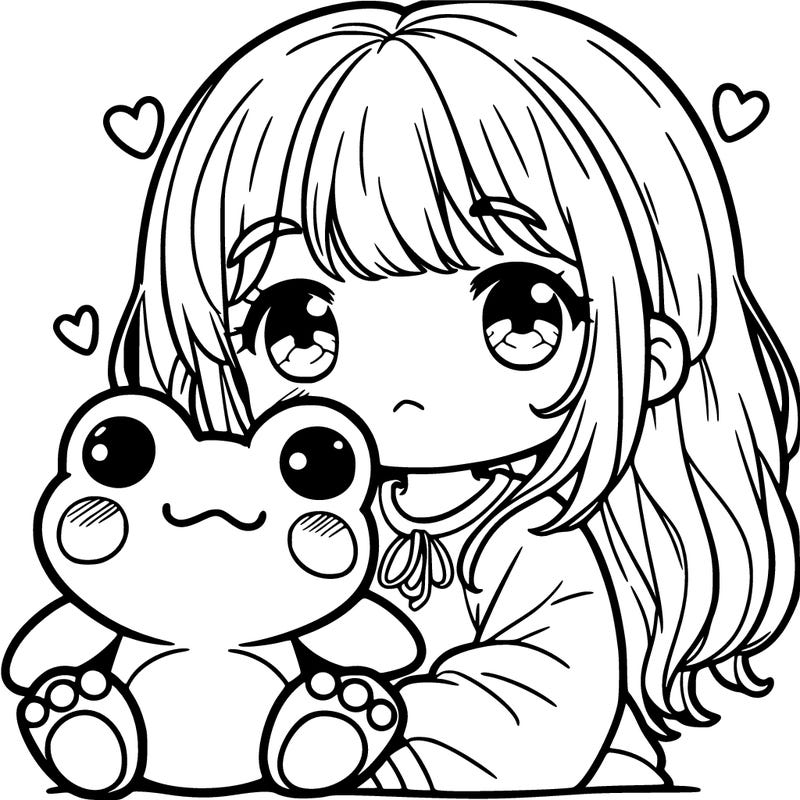 a girl with her frog plus