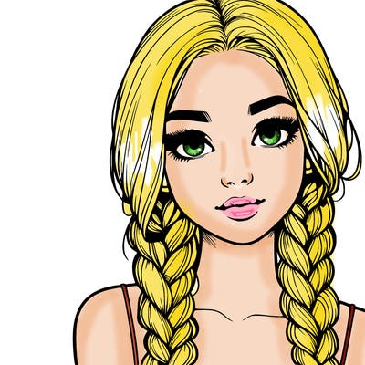 realistic girl with braids