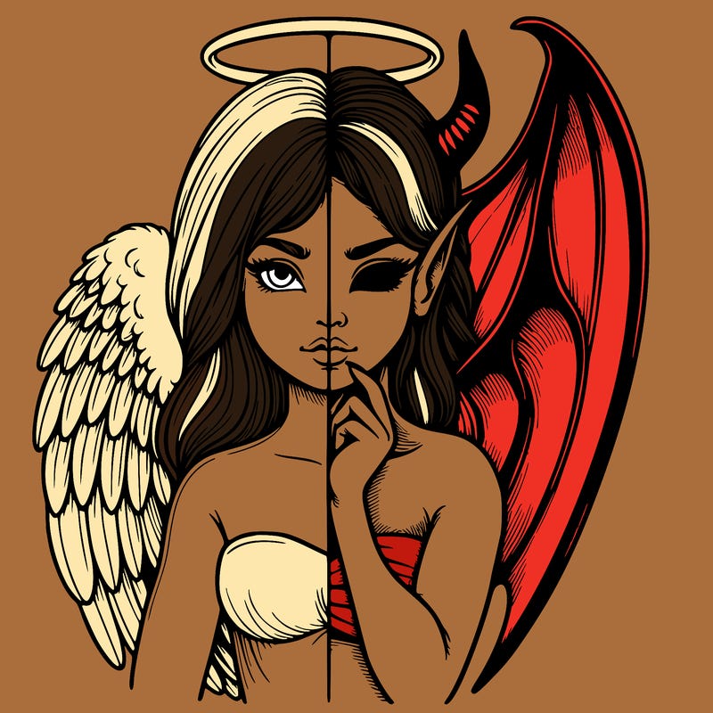 realistic angel half demon