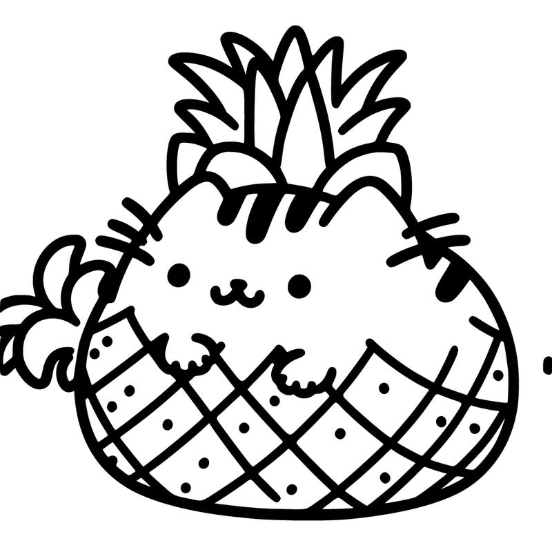 pusheen in a pinapple