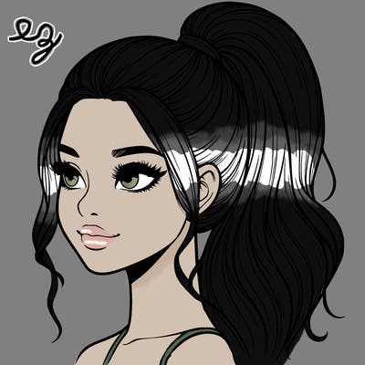 realistic girl with a high ponytail