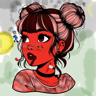 realistic girl with spacebuns
