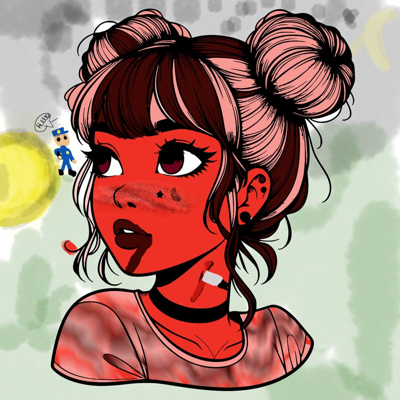 realistic girl with spacebuns