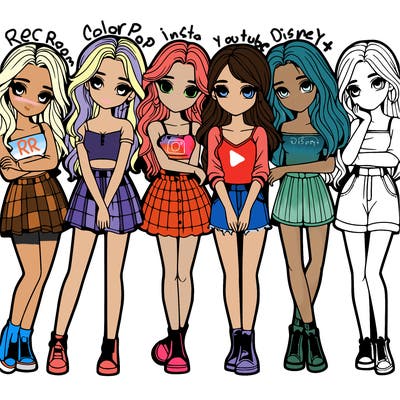 a group of girls realistic