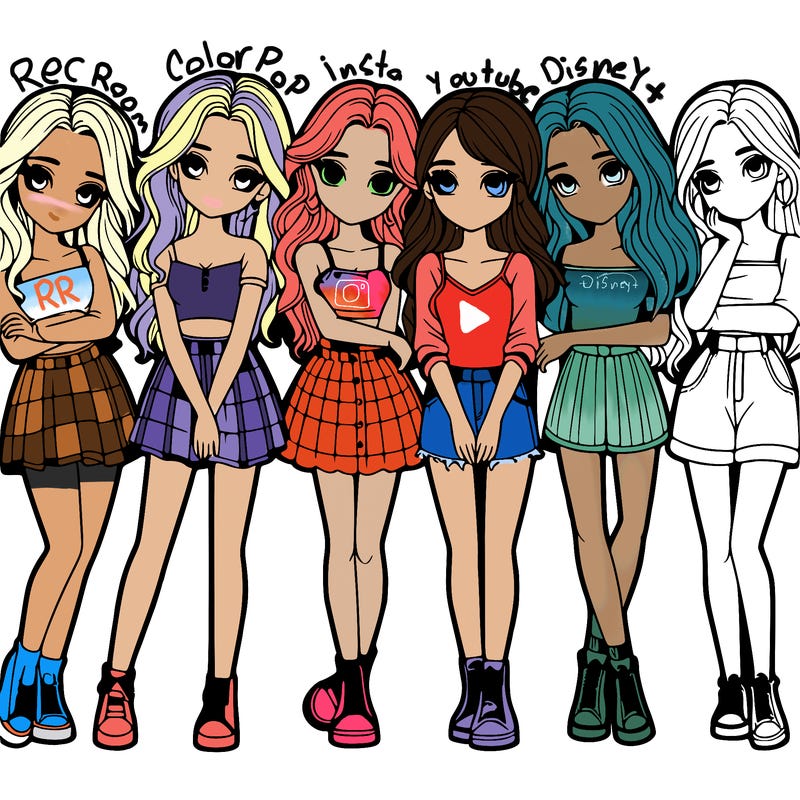 a group of girls realistic